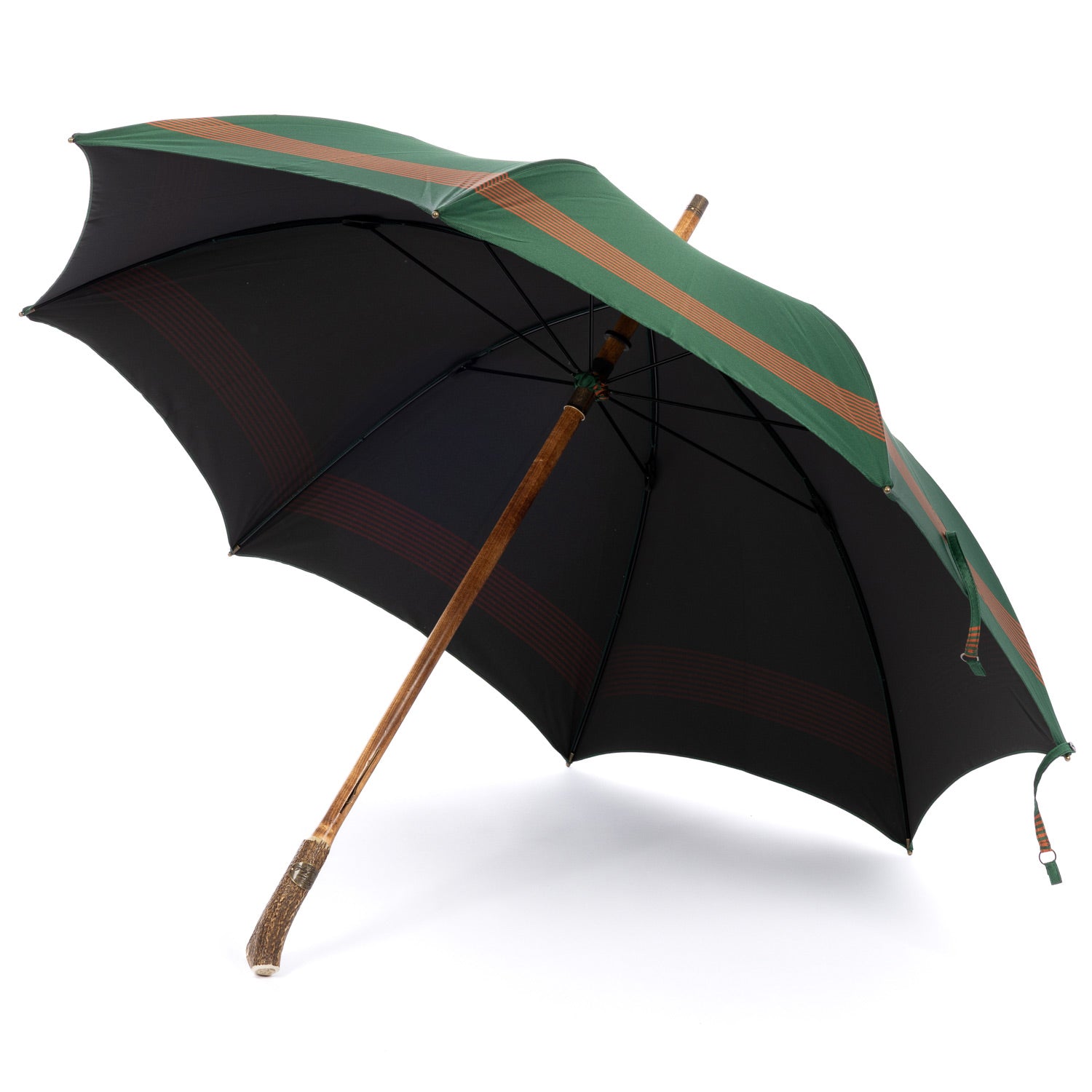 Francesco Maglia x MJ: Stick Umbrella "Lord" with Solid Wood Frame and Deer Horn Handle - purely handmade